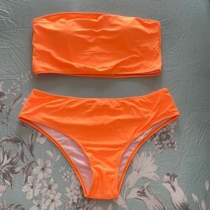 Bandeau High Waisted Bikini Swimsuit